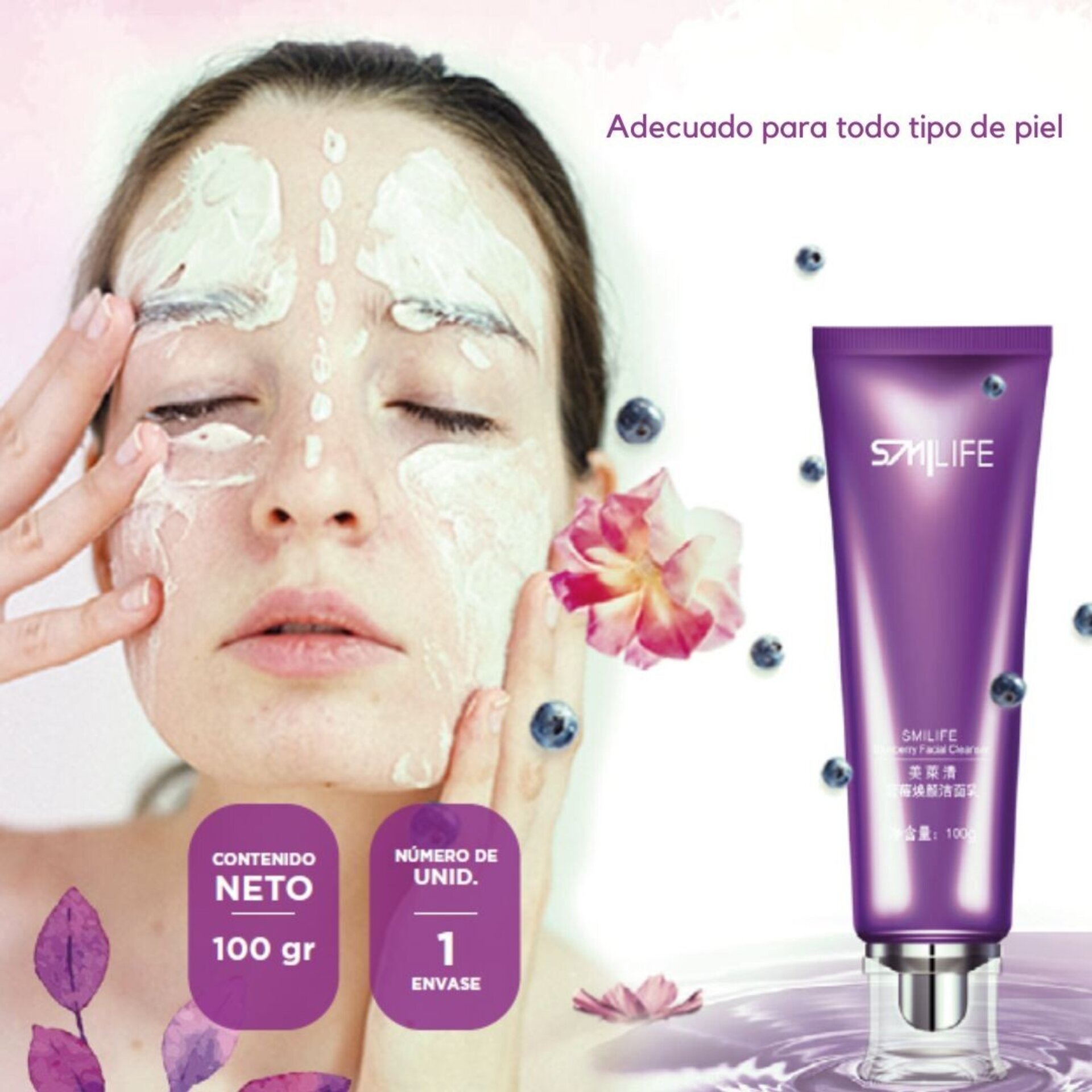 Blueberry Facial Cleanser – Limpiador Facial en Crema con Arándanos (100 g) - 2